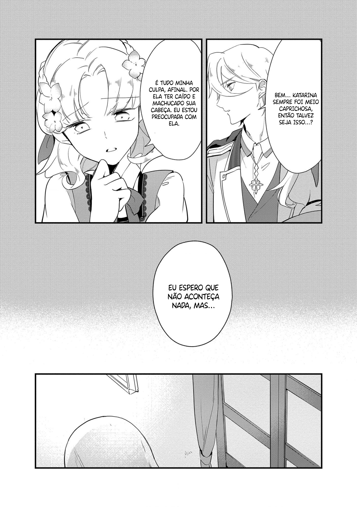 Otome Game no Hametsu Flag shika nai Akuyaku Reijou ni Tensei shite shimatta... Zettai Zetsumei! Hametsu Sunzen Hen Uma menina de 15 anos chamada Katarina recupera as memórias de sua vida passada. 第15页