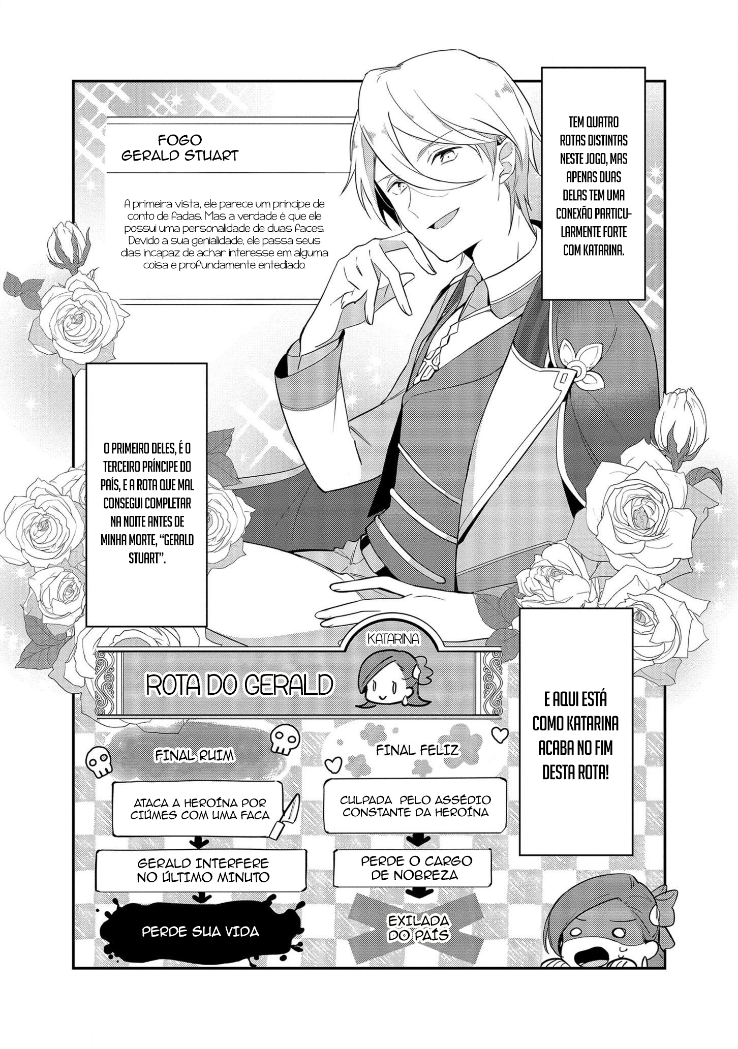 Otome Game no Hametsu Flag shika nai Akuyaku Reijou ni Tensei shite shimatta... Zettai Zetsumei! Hametsu Sunzen Hen Uma menina de 15 anos chamada Katarina recupera as memórias de sua vida passada. 第24页