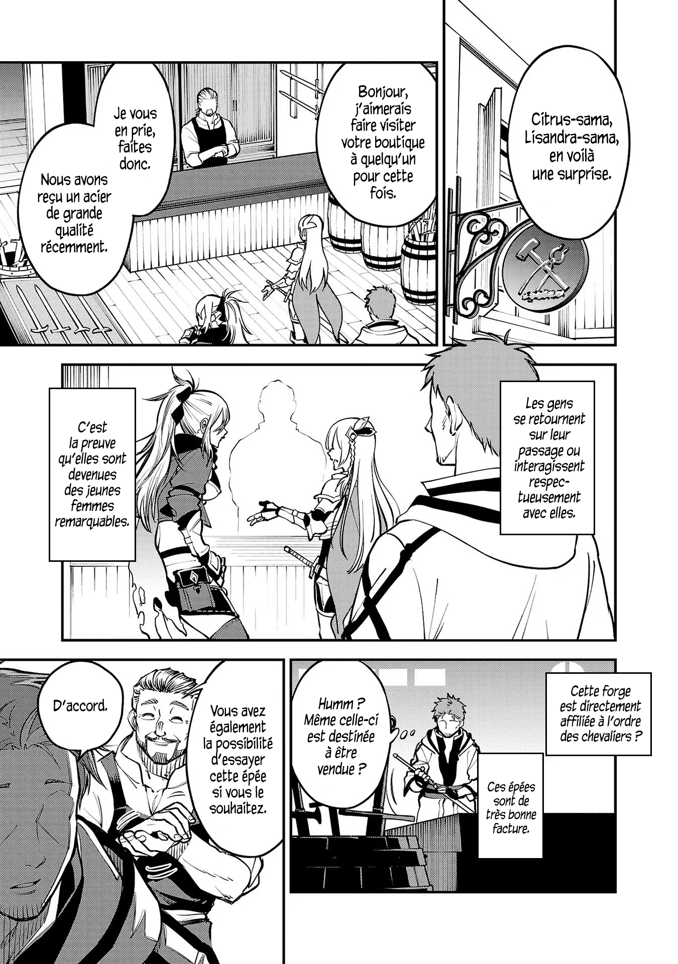 Katainaka no Ossan, Kensei ni Naru ~Tada no Inaka no Kenjutsu Shihan Datta noni, Taisei Shita Deshi-tachi ga Ore wo Hottekurenai Ken~ Un homme d'âge mûr et deux belles femmes. 第33页